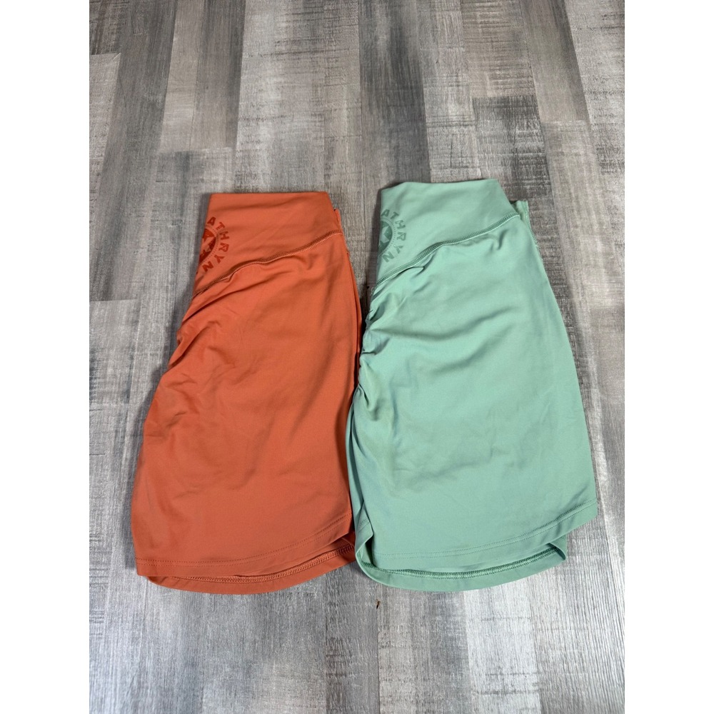 Gymshark x Kendra Kathryn Apex Scrunch Butt Shorts Bundle Green Orange Small